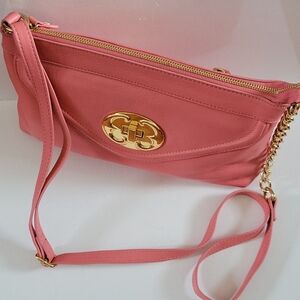 Emma Fox Pink Leather Classic Envelope Convertanle Shoulder Crossbody Bag NWOT
